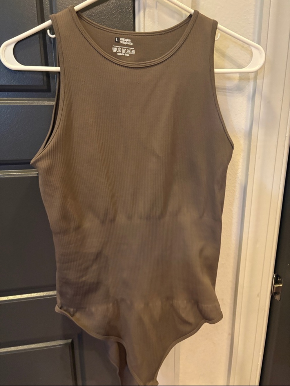 Ribbed Sleeveless Bodysuit - Taupe